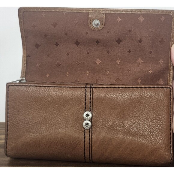 Fossil Vintage Maddox Marlow Leather Flap Clutch Wallet Chestnut Brown Trifold - Picture 4 of 14